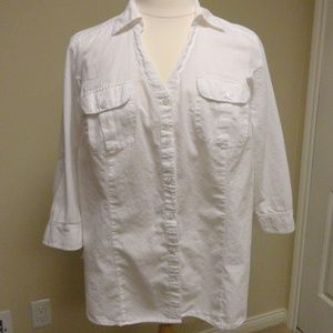 Lane Bryant cotton button up 3/4 sleeve top